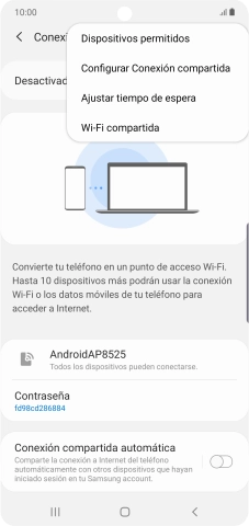 Pulsa Configurar Conexión compartida. Pulsa Configurar Conexión compartida.
