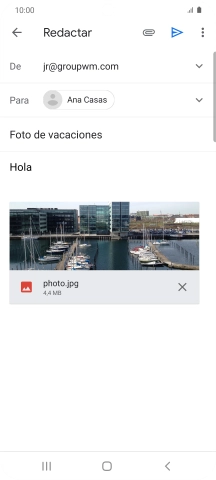 Pulsa el icono de envío cuando termines de escribir el correo electrónico. Pulsa el icono de envío cuando termines de escribir el correo electrónico.