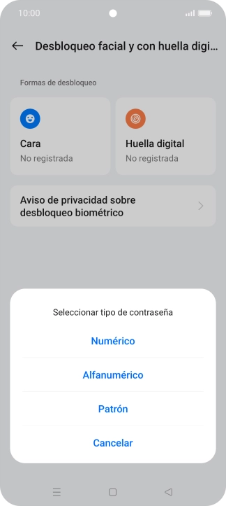 Pulsa el código de seguridad deseado y sigue las indicaciones de la pantalla para crear un código de seguridad del teléfono adicional. Pulsa el código de seguridad deseado y sigue las indicaciones de la pantalla para crear un código de seguridad del teléfono adicional.