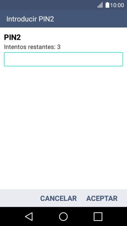 Introduce el código PIN2 y pulsa ACEPTAR. Introduce el código PIN2 y pulsa ACEPTAR.