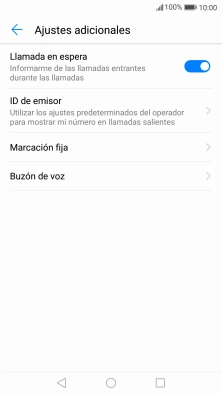 Pulsa Llamada en espera para activar o desactivar la función. Pulsa Llamada en espera para activar o desactivar la función.