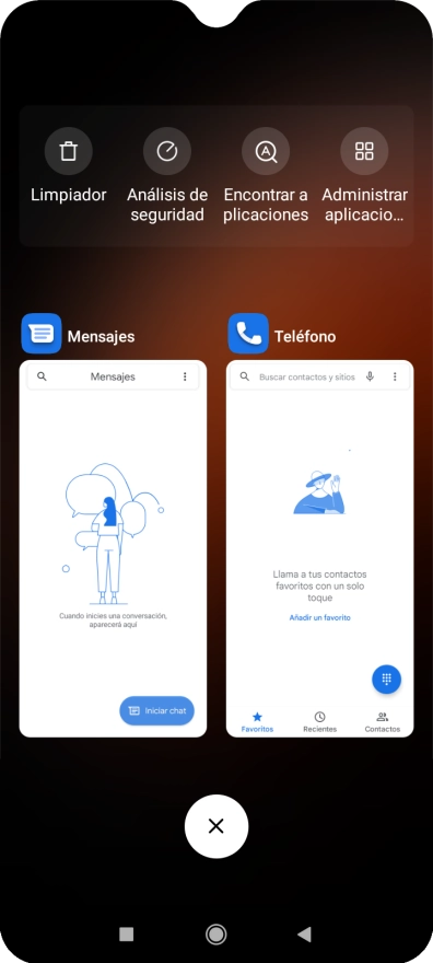 Para cerrar una sola aplicación en ejecución, desliza el dedo hacia la derecha sobre la aplicación deseada. Para cerrar una sola aplicación en ejecución, desliza el dedo hacia la derecha sobre la aplicación deseada.