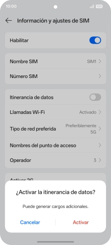 Si activas la función, pulsa Activar. Si activas la función, pulsa Activar.