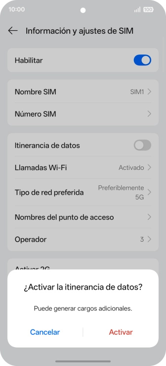 Si activas la función, pulsa Activar. Si activas la función, pulsa Activar.