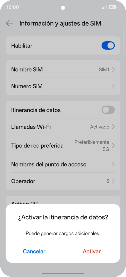 Si activas la función, pulsa Activar. Si activas la función, pulsa Activar.
