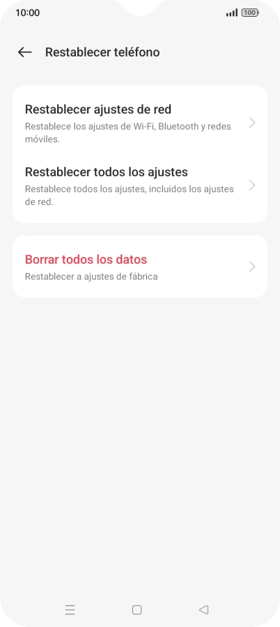Pulsa Restablecer ajustes de red.