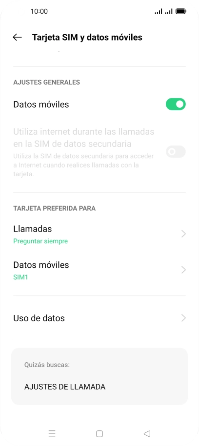 Pulsa Datos móviles. Pulsa Datos móviles.