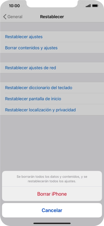 Pulsa Borrar iPhone. Pulsa Borrar iPhone.