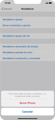 Pulsa Borrar iPhone. Pulsa Borrar iPhone.