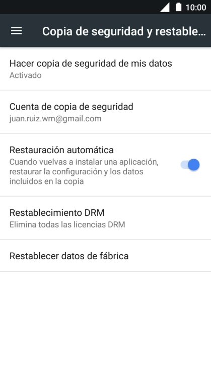 Pulsa Restablecer datos de fábrica. Pulsa Restablecer datos de fábrica.
