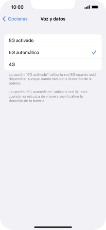 Si deseas activar el uso preferente de 5G, pulsa 5G activado.