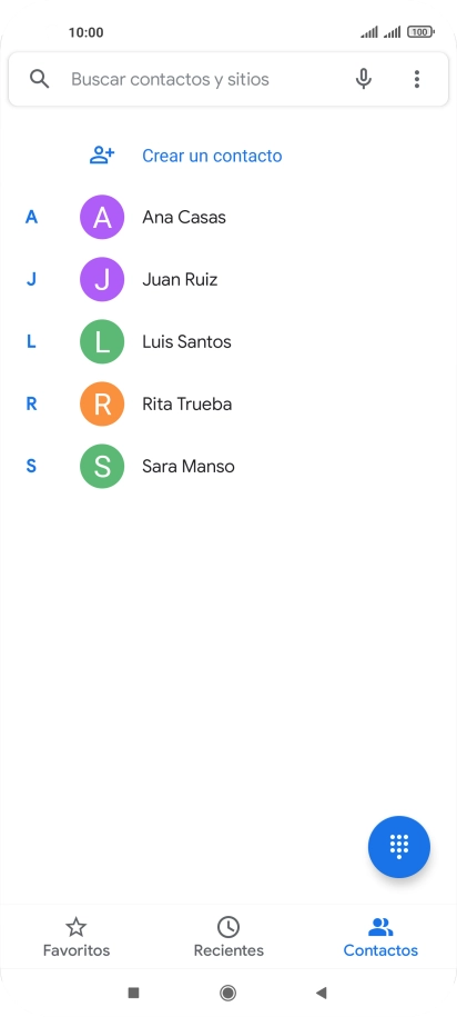 Pulsa el icono de nuevo contacto. Pulsa el icono de nuevo contacto.