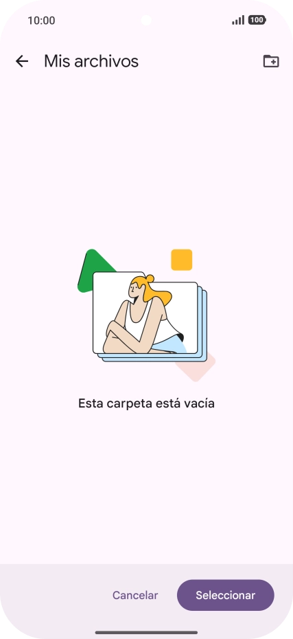 Si deseas crear una nueva carpeta, pulsa el icono de nueva carpeta y sigue las indicaciones de la pantalla para crearla. Si deseas crear una nueva carpeta, pulsa el icono de nueva carpeta y sigue las indicaciones de la pantalla para crearla.
