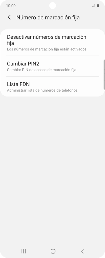 Pulsa Desactivar números de marcación fija.