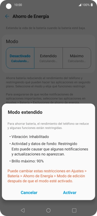 Pulsa Activar para activar la función. Pulsa Activar para activar la función.