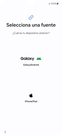 Pulsa el ajuste deseado y sigue las instrucciones de la pantalla para transferir el contenido del otro teléfono. Pulsa el ajuste deseado y sigue las instrucciones de la pantalla para transferir el contenido del otro teléfono.