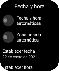 Pulsa Fecha y hora automáticas para activar la función. Pulsa Fecha y hora automáticas para activar la función.