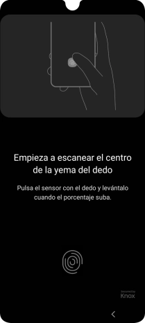 Sigue las indicaciones de la pantalla para crear una huella digital como código de seguridad. Sigue las indicaciones de la pantalla para crear una huella digital como código de seguridad.