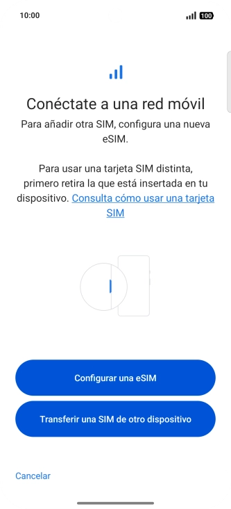 Pulsa Configurar una eSIM. Pulsa Configurar una eSIM.