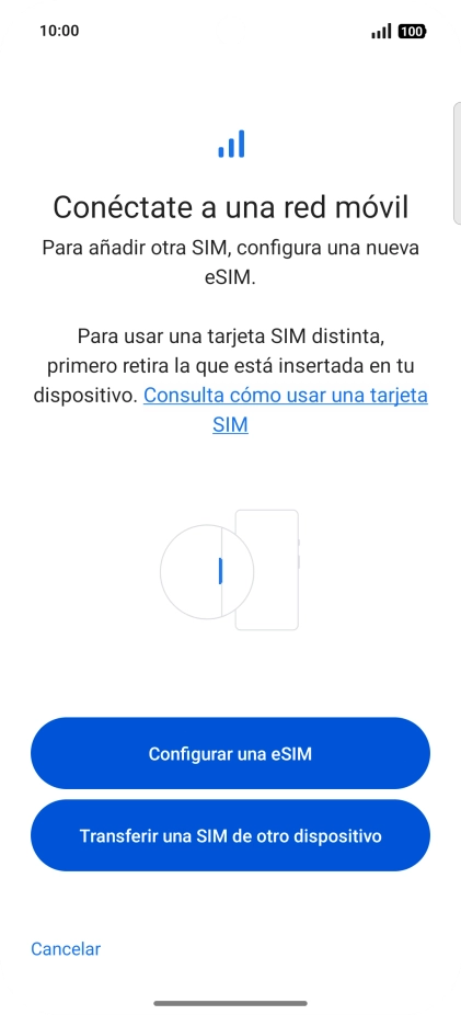 Pulsa Configurar una eSIM. Pulsa Configurar una eSIM.