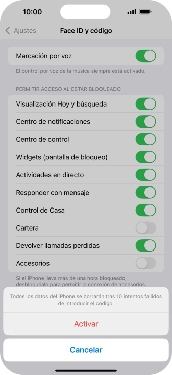 Si activas la función, pulsa Activar. Si activas la función, pulsa Activar.
