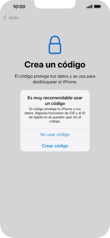 Si desactivas la función, pulsa No usar código. Si desactivas la función, pulsa No usar código.