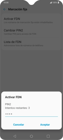 Introduce el código PIN2 y pulsa Aceptar. Introduce el código PIN2 y pulsa Aceptar.