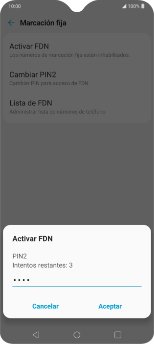 Introduce el código PIN2 y pulsa Aceptar. Introduce el código PIN2 y pulsa Aceptar.