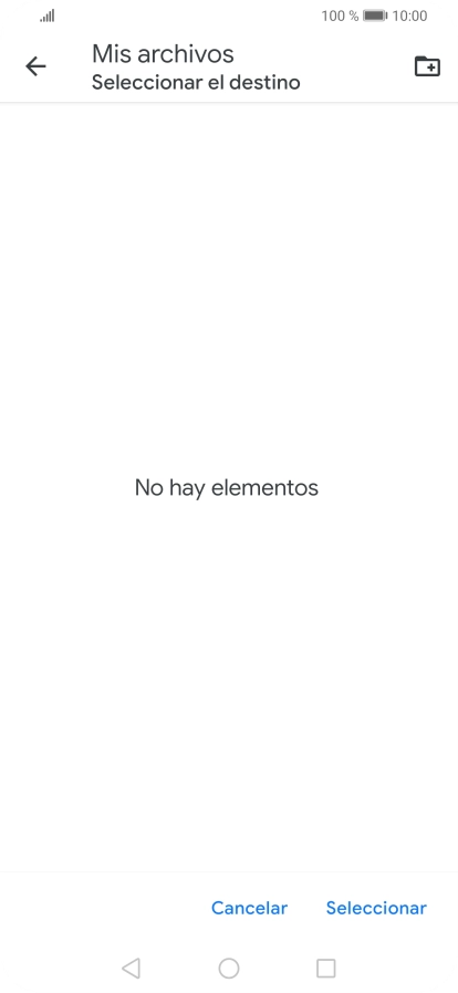 Si deseas crear una nueva carpeta, pulsa el icono de nueva carpeta y sigue las indicaciones de la pantalla para crearla. Si deseas crear una nueva carpeta, pulsa el icono de nueva carpeta y sigue las indicaciones de la pantalla para crearla.