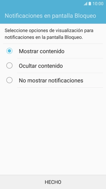 Pulsa el ajuste deseado. Pulsa el ajuste deseado.