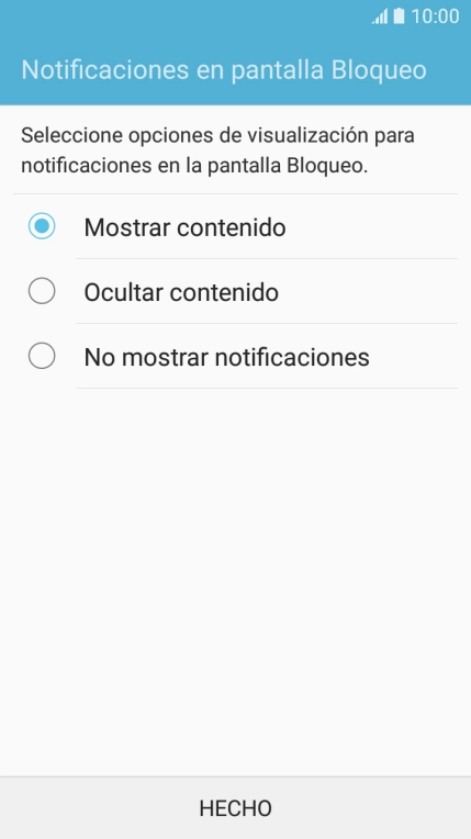 Pulsa el ajuste deseado. Pulsa el ajuste deseado.