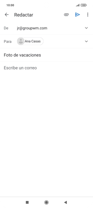 Pulsa en el campo de escritura y escribe el texto del correo electrónico. Pulsa en el campo de escritura y escribe el texto del correo electrónico.