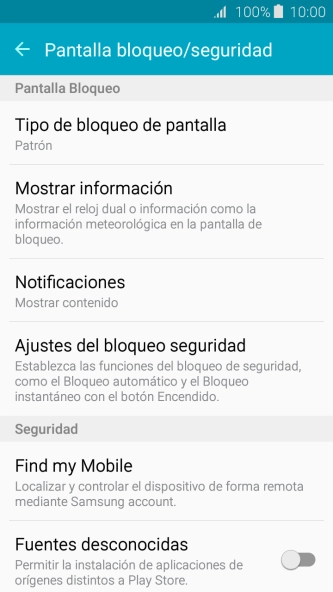 Pulsa Tipo de bloqueo de pantalla e introduce el código de seguridad actual.