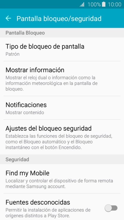 Pulsa Tipo de bloqueo de pantalla e introduce el código de seguridad actual.
