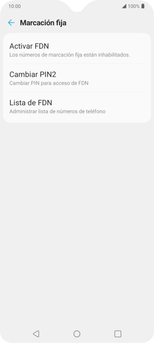 Pulsa Activar FDN para activar la marcación fija. Pulsa Activar FDN para activar la marcación fija.