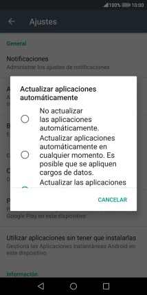 Para desactivar la actualización automática de apps, pulsa No actualizar las aplicaciones automáticamente.. Para desactivar la actualización automática de apps, pulsa No actualizar las aplicaciones automáticamente..