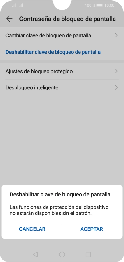 Introduce el código de seguridad actual y pulsa ACEPTAR.