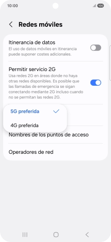 Pulsa el tipo de red deseado.