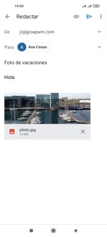 Pulsa el icono de envío cuando termines de escribir el correo electrónico. Pulsa el icono de envío cuando termines de escribir el correo electrónico.