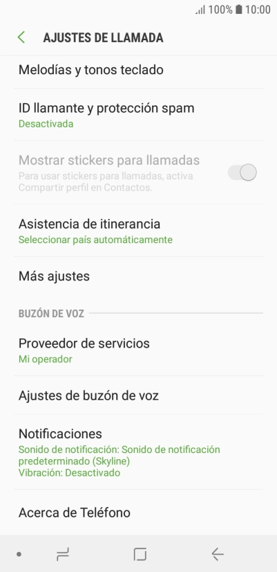 Pulsa Ajustes de buzón de voz.