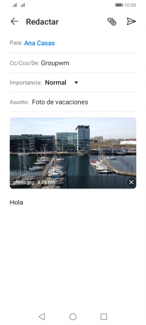 Pulsa el icono de envío cuando termines de escribir el correo electrónico. Pulsa el icono de envío cuando termines de escribir el correo electrónico.
