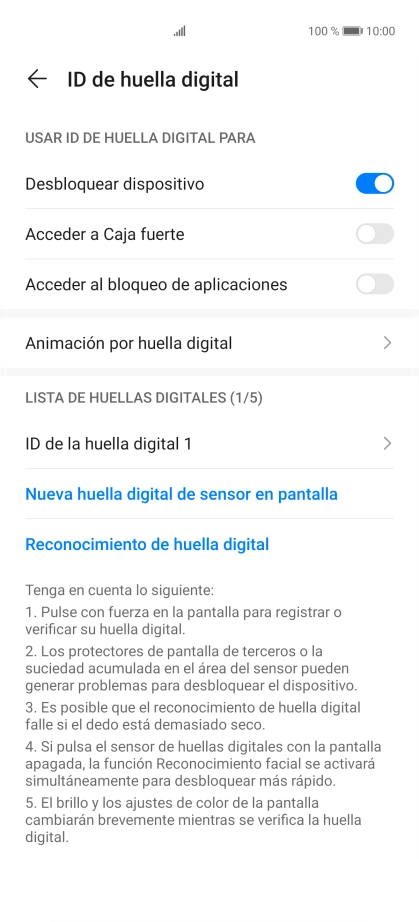 Pulsa  el indicador junto a los ajustes deseados para activarlos o desactivarlos.