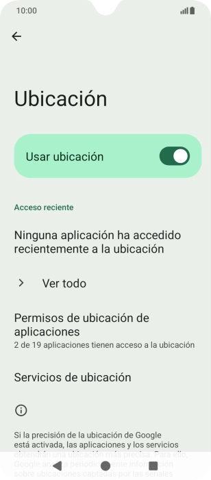 Pulsa Permisos de ubicación de aplicaciones. Pulsa Permisos de ubicación de aplicaciones.