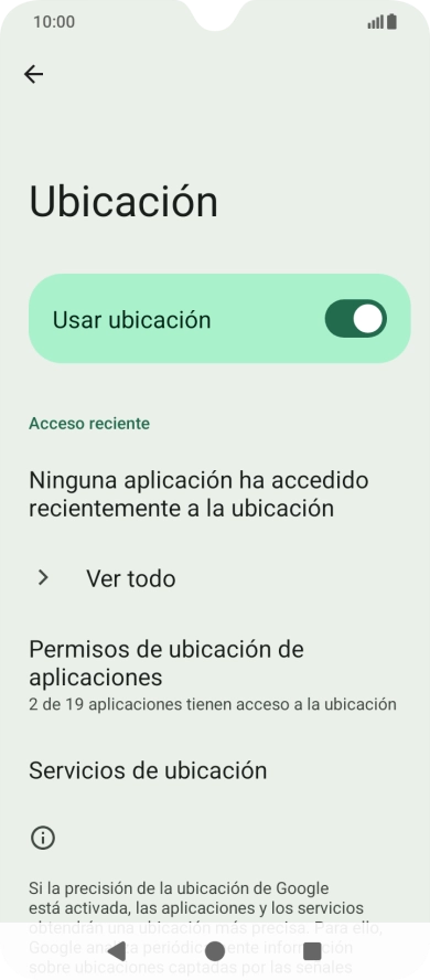 Pulsa Permisos de ubicación de aplicaciones. Pulsa Permisos de ubicación de aplicaciones.