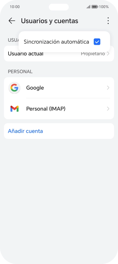 Pulsa Sincronización automática para activar o desactivar la función. Pulsa Sincronización automática para activar o desactivar la función.
