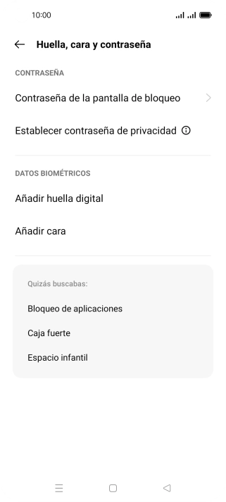 Pulsa Contraseña de la pantalla de bloqueo e introduce el código de seguridad extra que has creado anteriormente. Pulsa Contraseña de la pantalla de bloqueo e introduce el código de seguridad extra que has creado anteriormente.
