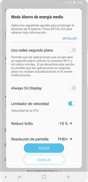 Pulsa APLICAR para activar la función. Pulsa APLICAR para activar la función.