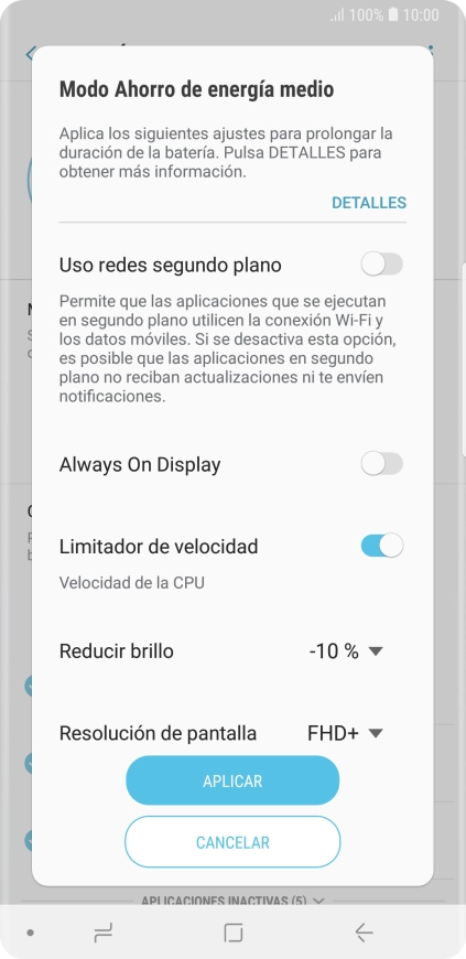 Pulsa APLICAR para activar la función. Pulsa APLICAR para activar la función.