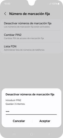 Introduce el código PIN2 y pulsa Aceptar. Introduce el código PIN2 y pulsa Aceptar.