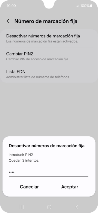 Introduce el código PIN2 y pulsa Aceptar. Introduce el código PIN2 y pulsa Aceptar.